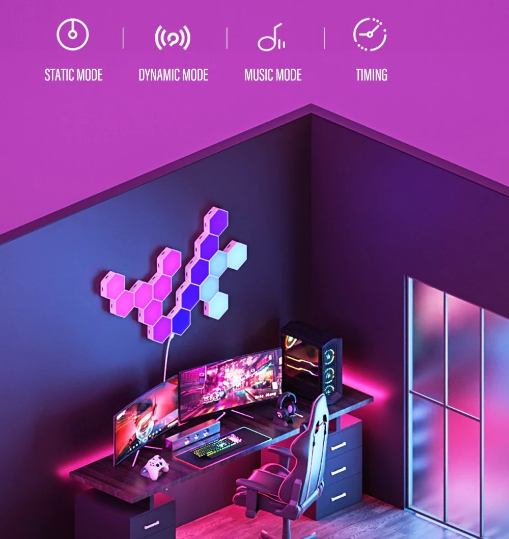 RubyG-Bluish | Hexagon Lights | (RGB LED Lights) |