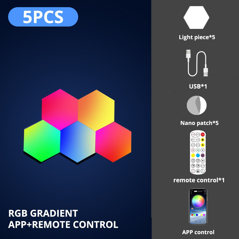 RubyG-Bluish | Hexagon Lights | (RGB LED Lights) |