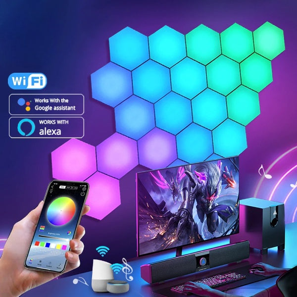 RubyG-Bluish | Hexagon Lights | (RGB LED Lights) |